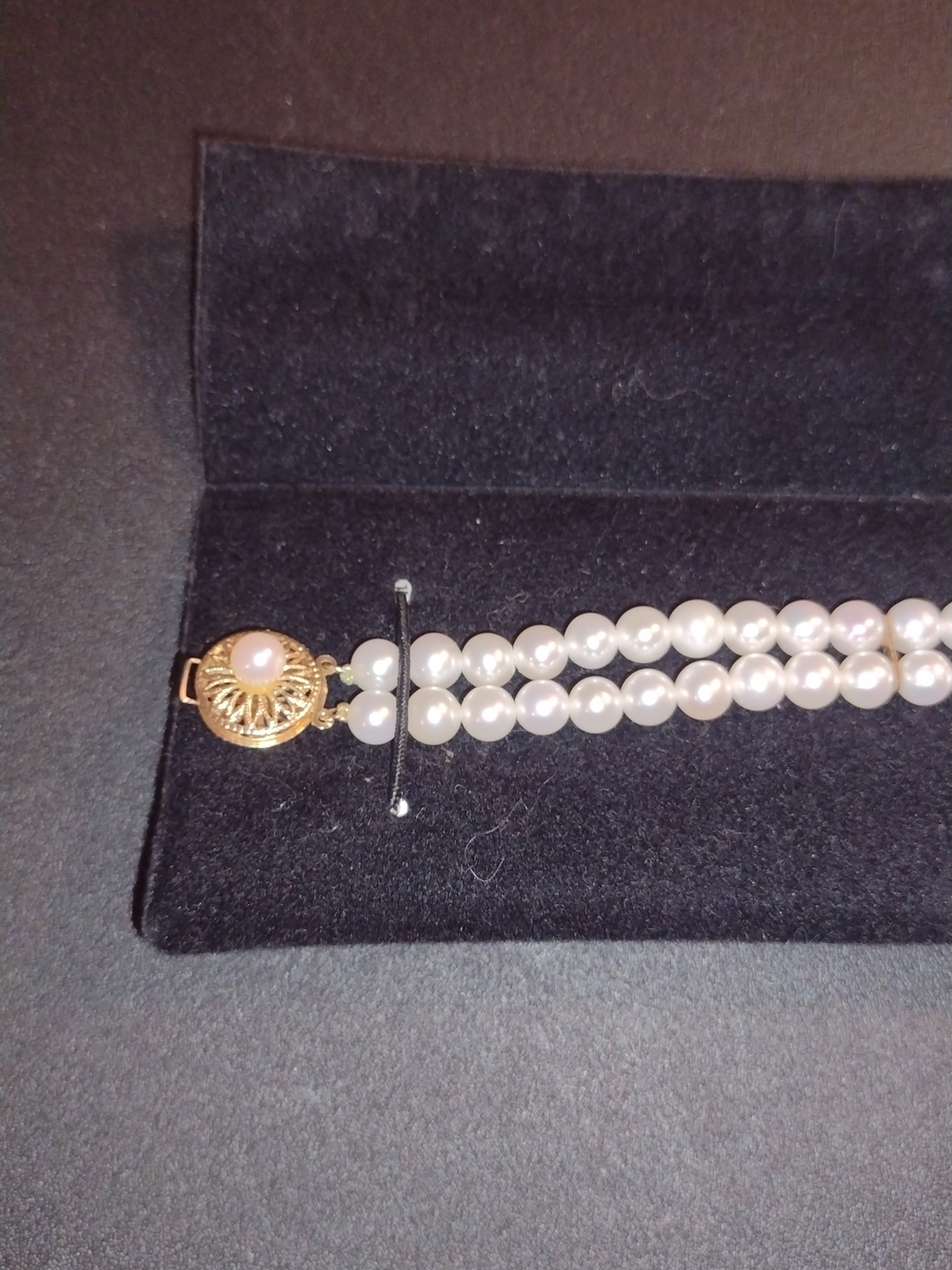 Classic White Pearl Double-Strand Bracelet with 14k Gold Clasp - Picture 9 of 12